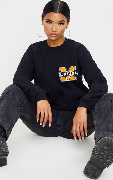 Black Montana Slogan Sweater