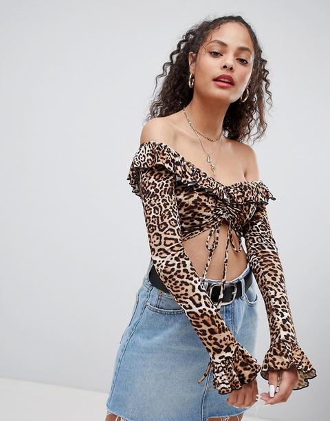 Blusa Corta De Tarde Con Estampado De Leopardo De Nobody's Child