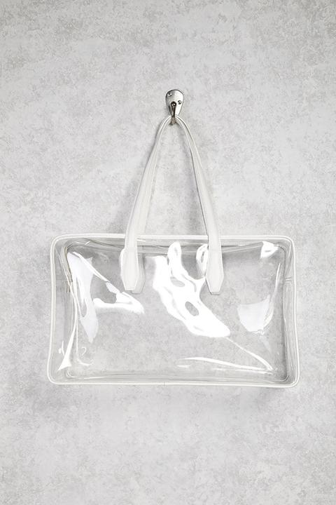 Contrast-trim Clear Travel Bag