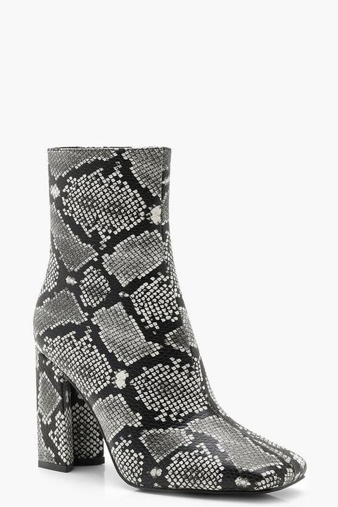 Snake Block Heel Sock Boots