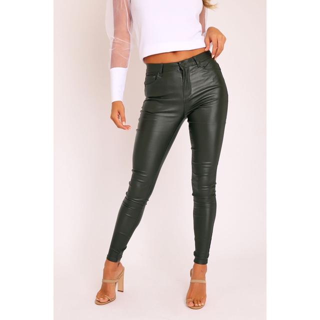 Black PU Coated Skinny Women's Jeans - Rebellious Fashion