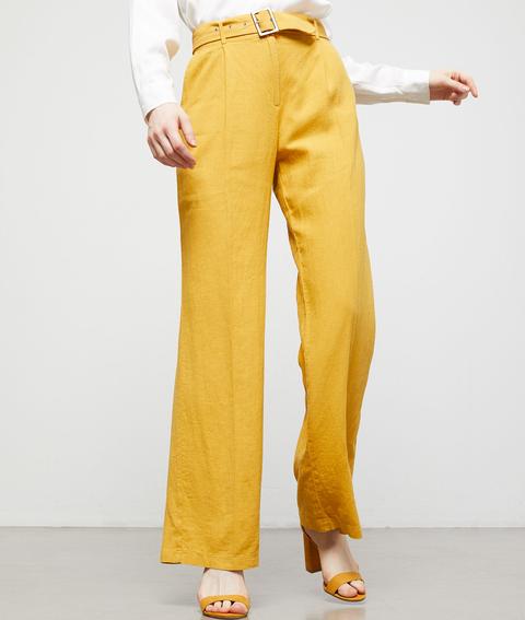 Pantalon Large Ceinturé - Ninon Belt - 34 - Jaune - Femme - Etam