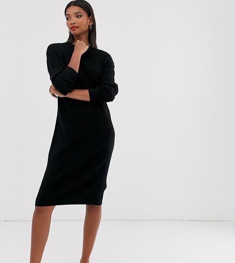 Mango Long Sleeved Jumper Dress In Black