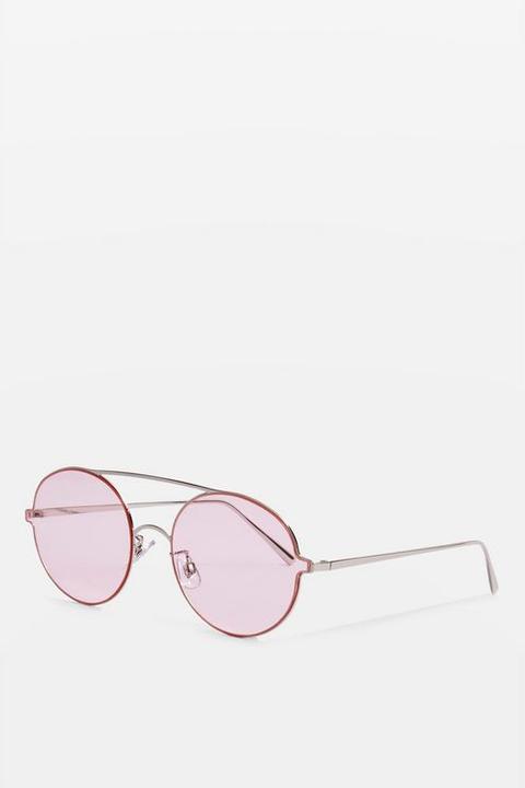 Womens Luna Round Frame Sunglasses - Pink, Pink