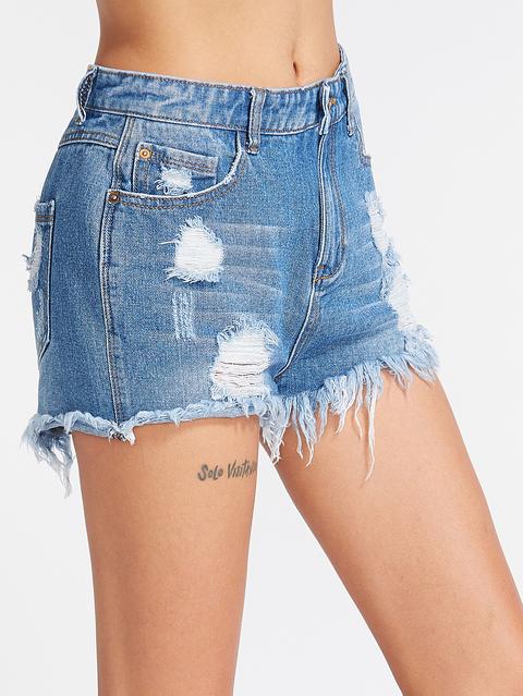 Lavare Shorts In Denim Effetto - Blu