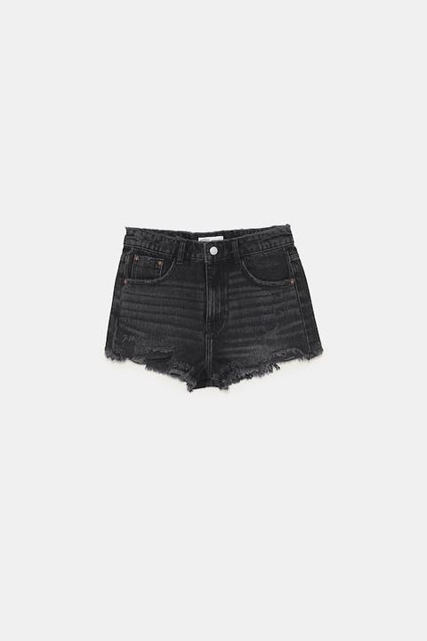 Shorts Denim Hi-rise Con Strappi