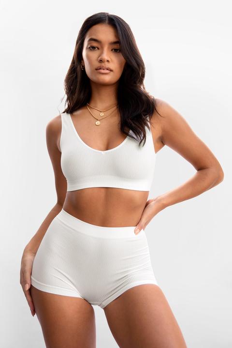 Womens Seamless Scoop Neck Ribbed Bralette