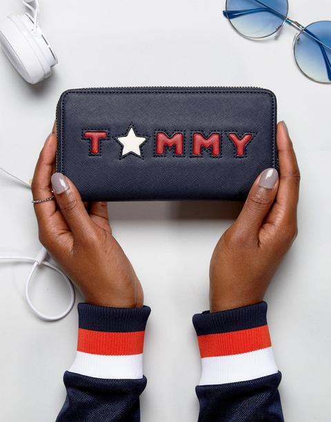 Monedero Con Cremallera En El Contorno Y Logo De Estrella De Tommy Hilfiger