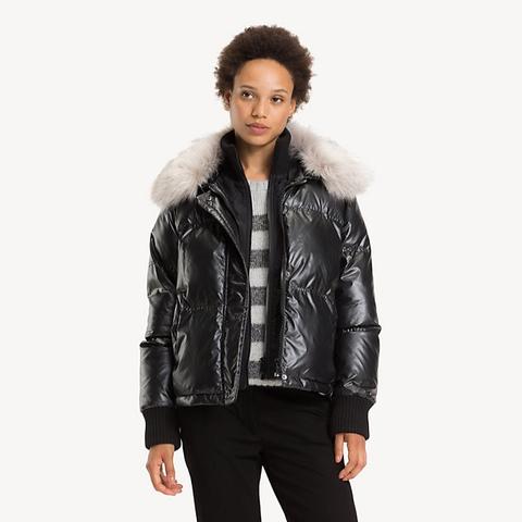 tommy hilfiger metallic puffer jacket