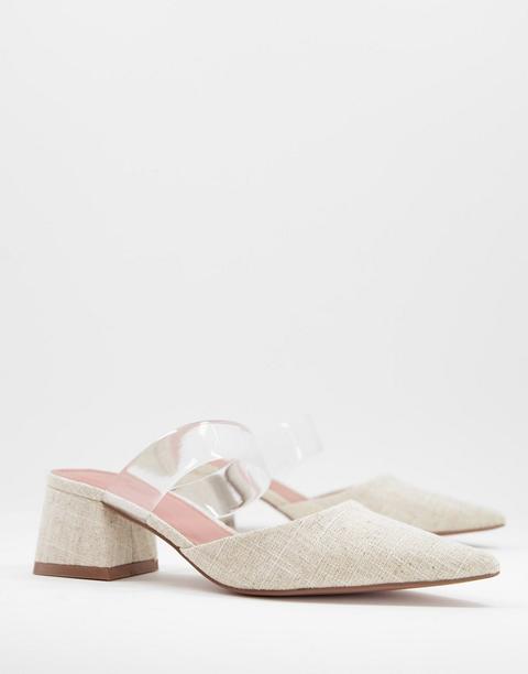 Mules De Tacón Medio En Color Natural Shy De Asos Design-beis Neutro