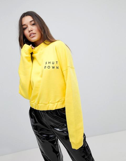 Jersey Con Eslogan Y Cuello Subido Shut Down De Missguided