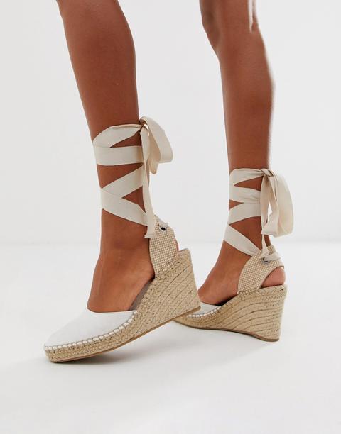 Asos Design Jaylen Espadrille Wedges In White - Beige