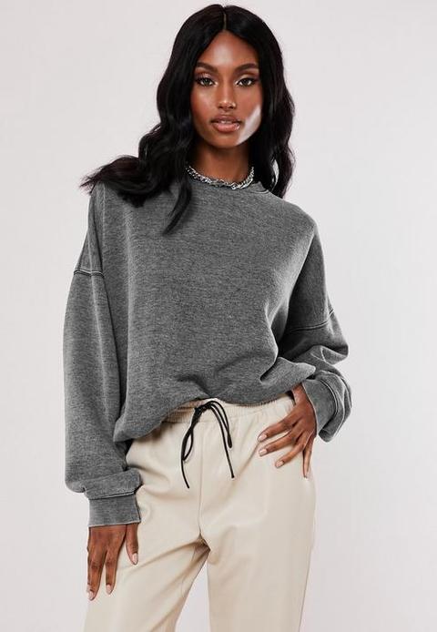 Grey Extreme Oversized Washed Sweatshirt, Grey