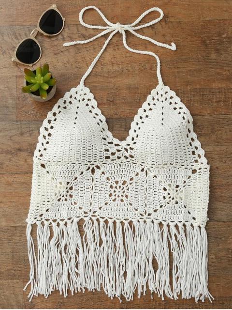 Top De Bikini Bralette De Ganchillo De Borlas