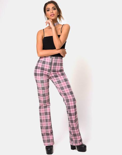 Zolia Trouser In Pink Check By Motel