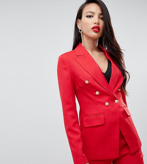 Missguided Tall Exclusive Tall Military Blazer In Red