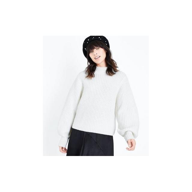 white balloon sleeve jumper