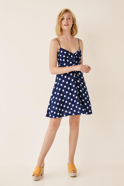 Vestido Corto Lunares Botones Delanteros