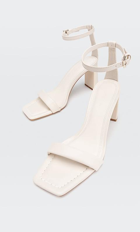 Stradivarius Sandales À Talon Avec Bride Matelassée Écru 36