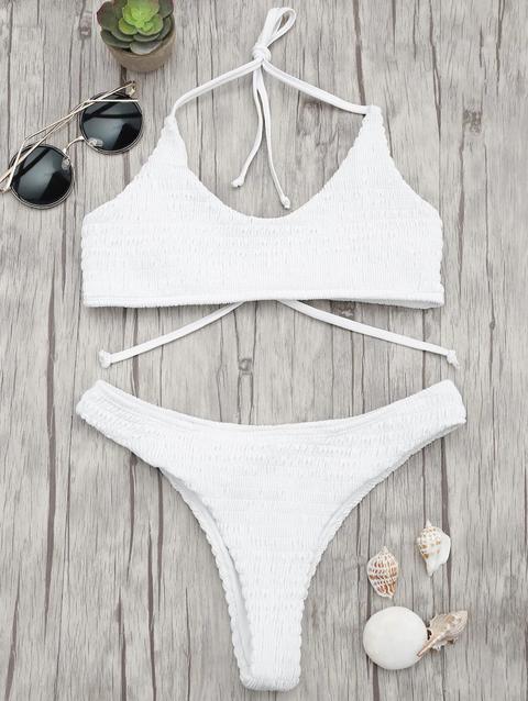 Bikini Set Smock Imbottito Con Bretelle White Jacinth Gray Black Red Green Ginger