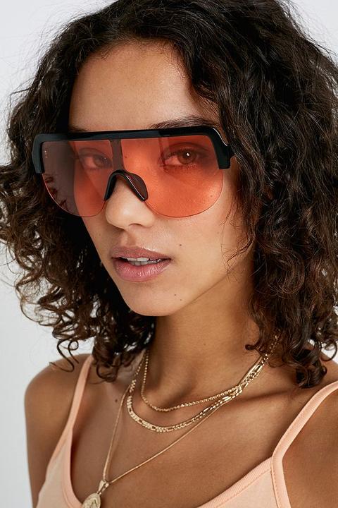 Uo Marli Half-frame Visor Sunglasses - Pink At Urban Outfitters