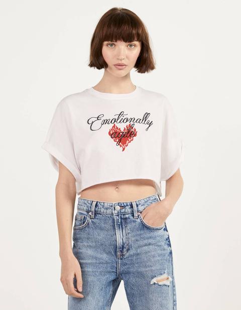 Camiseta Cropped Con Estampado