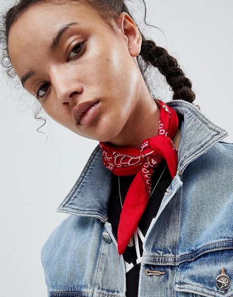 Asos - Fascia Per Capelli/foulard Con Stampa Effetto Bandana Stile Cachemire - Rosso