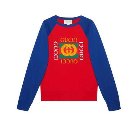 Pullover Aus Baumwolljersey Mit Gucci Logo