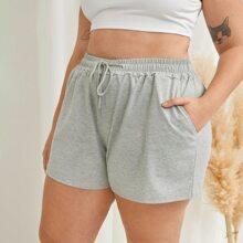 Shorts Con Cordón Gris