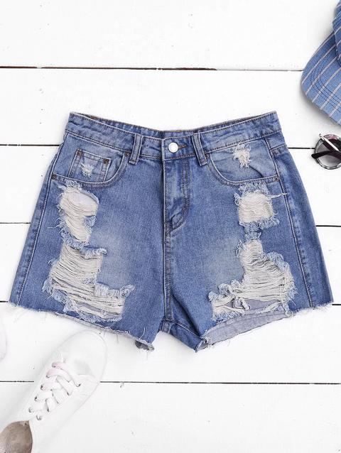 Pantaloncini In Denim Tagliati Tagliati