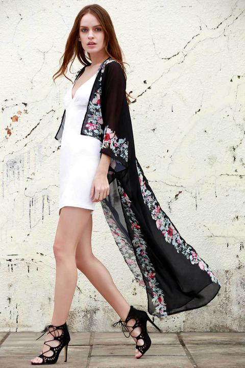 Floral Chiffon Maxi Kimono