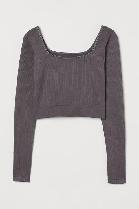 Top De Deporte Cropped - Gris