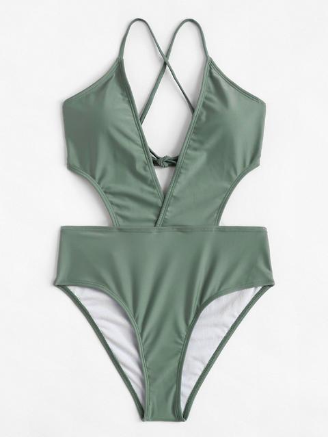 Criss Cross Plain Swimsuit