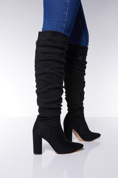black knee high high heel boots