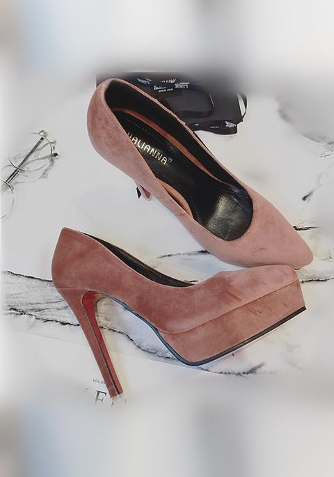 Scarpe Punto Punta A Spillo Moda In Pelle Tacco Alto Rosa