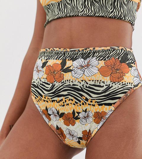 Prettylittlething Bikinihose Mit Hohem Bund Und Muster Mix Mehrfarbig From Asos On 21 Buttons