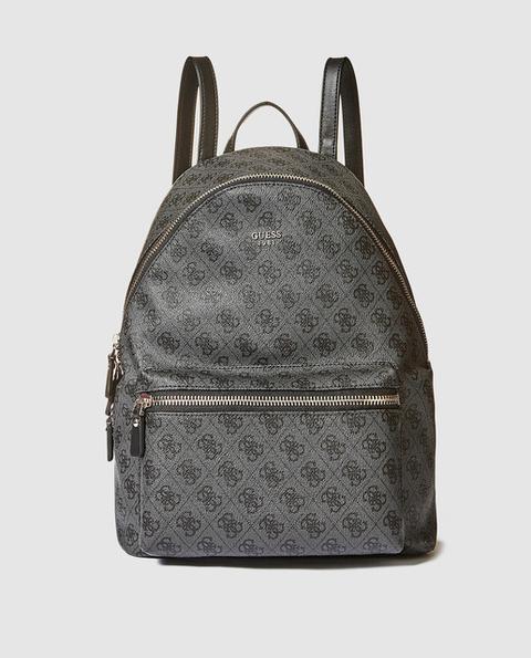 Guess - Mochila De Mujer En Gris Oscuro Con Estampado De Logotipos