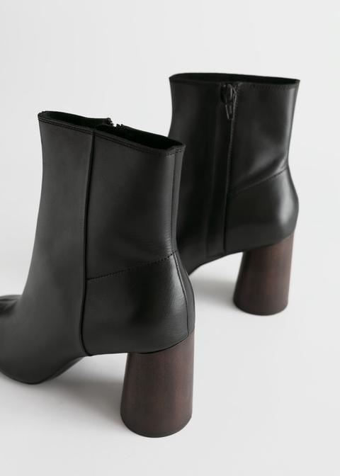 almond toe leather boots