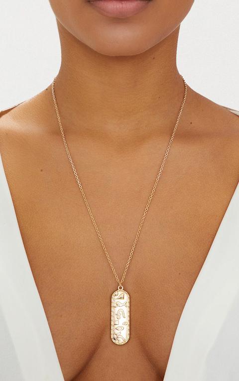 Gold Renaissance Ancient Numerals Pendant Necklace