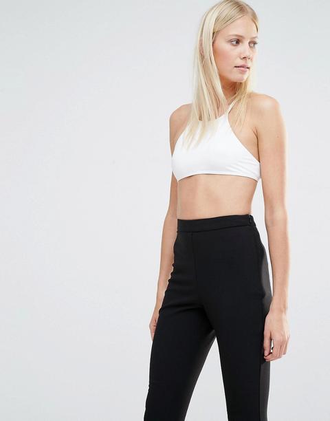 Vero Moda - Top Corto Con Scollo Alto - Bianco