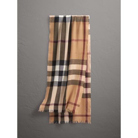 Lightweight Check Wool Cashmere Scarf