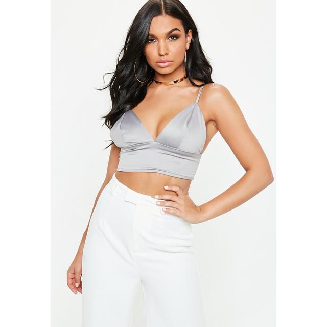 Grey Basic Satin Bralet, Grey from Missguided on 21 Buttons
