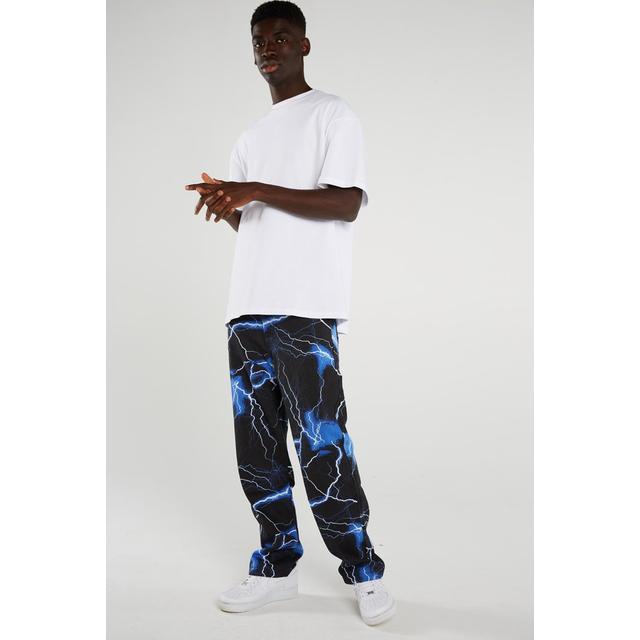 lightning bolt print jeans