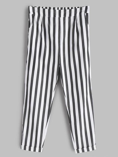 Pantaloni A Righe White