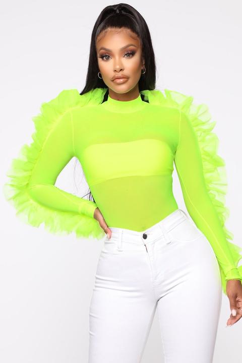 neon yellow mesh top