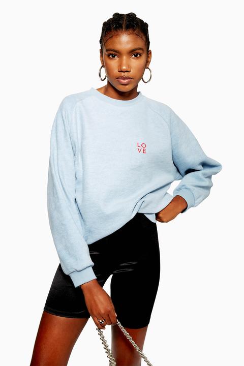 Womens Love Brushed Borg Sweatshirt - Blue, Blue