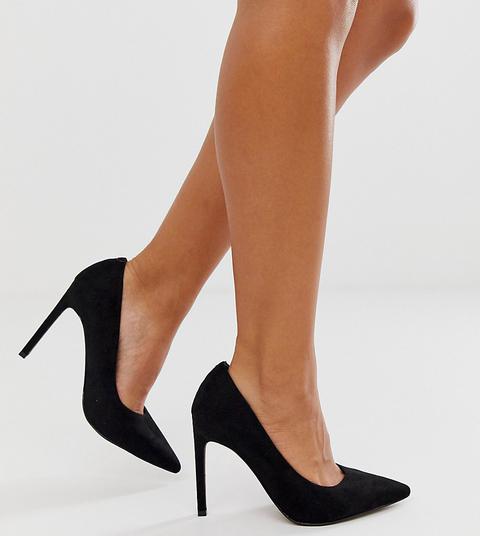 Asos Design Wide Fit Porto Pointed High Heeled Court Shoes In Black