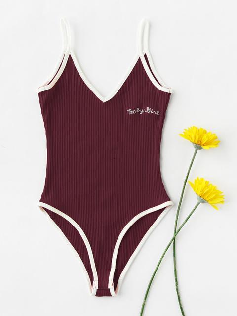 Body Camisole Con Ricamo Di Lettera