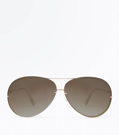 Black Oversized Aviator Style Sunglasses New Look