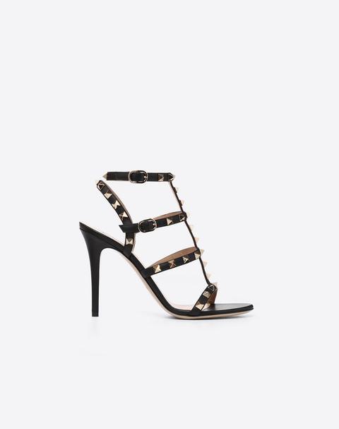 Sandalias Rockstud De Becerro Con Pulseras 100 Mm